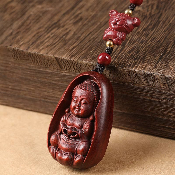 Buddha Stones小葉紅檀仏 辰砂 十二支 お守り 守護キーチェーン