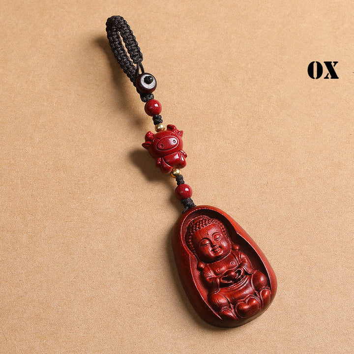 Buddha Stones小葉紅檀仏 辰砂 十二支 お守り 守護キーチェーン