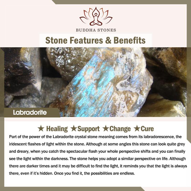 Buddha Stonesラブラドライト サポートヒーリング ビーズネックレス ペンダント