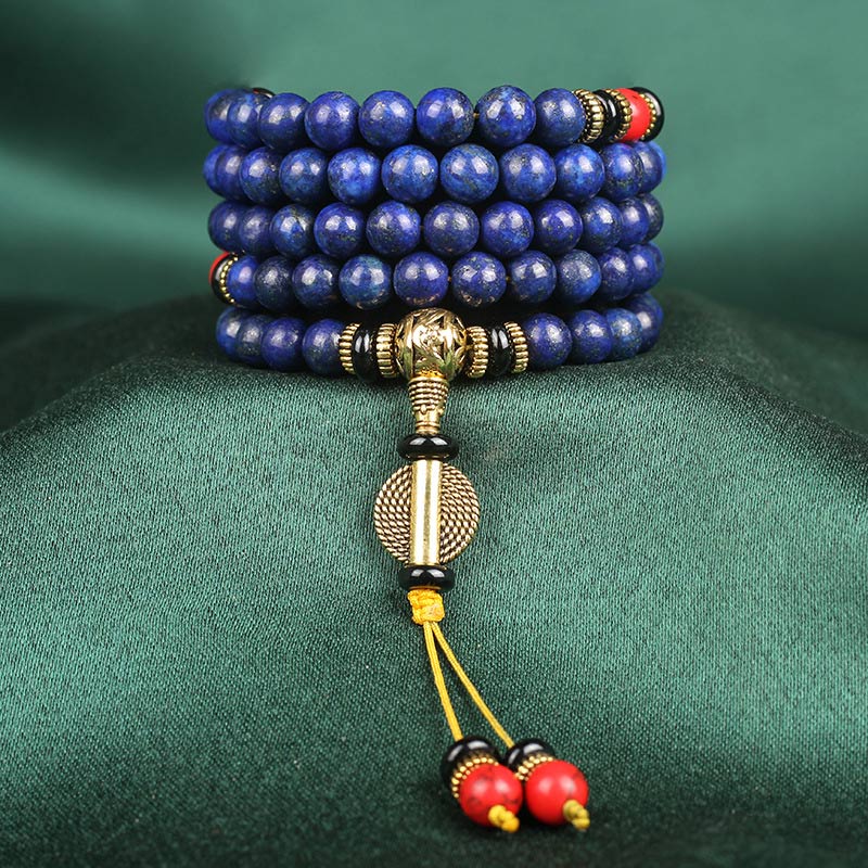 Buddha Stones チベット風マラブレスレット｜ラピスラズリ 癒しと守護のパワーストーン