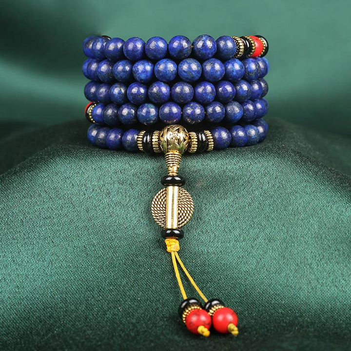 Buddha Stones チベット風マラブレスレット｜ラピスラズリ 癒しと守護のパワーストーン