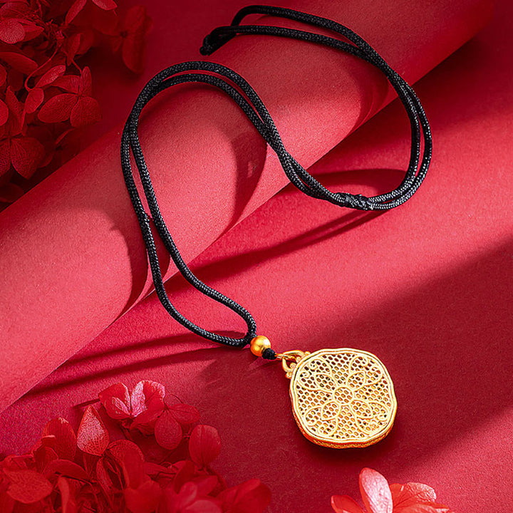 Buddha Stonesの花と愛のハートの銅製富のネックレスペンダント