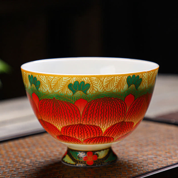 Buddha Stones蓮 陶器 ティーカップ フラワー ティーカップ 100ml