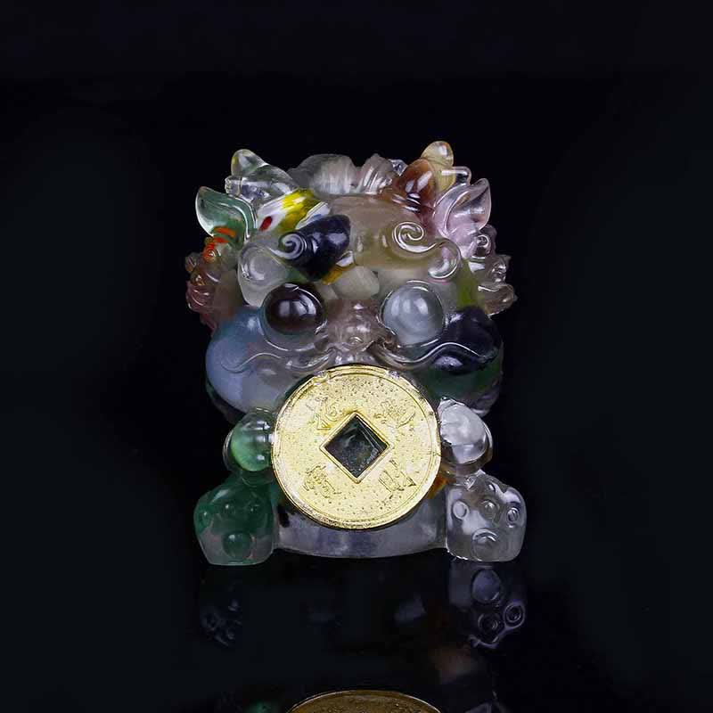 Buddha Stones手作り かわいい 貔貅 金貨 クリスタル 風水 エネルギー 富幸運繁栄家の装飾 - キャッツアイ - image 22