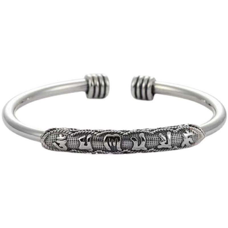 Buddha Stonesオーム・マニ・パドメ・フム彫刻入り 平和 カフブレスレット バングル