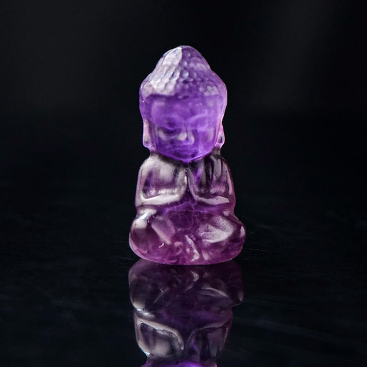 Buddha Stones各種クリスタルアメジストピンククリスタルホワイトクリスタルシトリン仏像彫刻スピリチュアルヒーリングネックレスペンダント装飾 - アメジスト - 装飾品 1.4×2.6cm - image 1