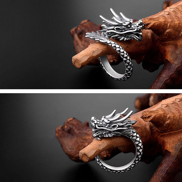 Buddha Stones990 スターリングシルバー ヴィンテージ ドラゴンデザイン 幸運 保護 強度 調節可能 リング - image 6