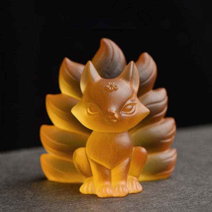 Buddha Stones小さな九尾の狐 成功の力 家の置物 装飾 - 黄色 - ミディアム 80*75*55mm - image 11
