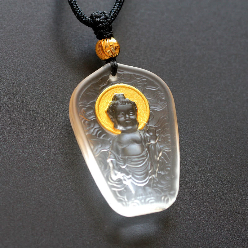 Buddha Stonesチベット仏 リュウリ クリスタル セレニティ ネックレス ペンダント - 白仏灯 - image 5