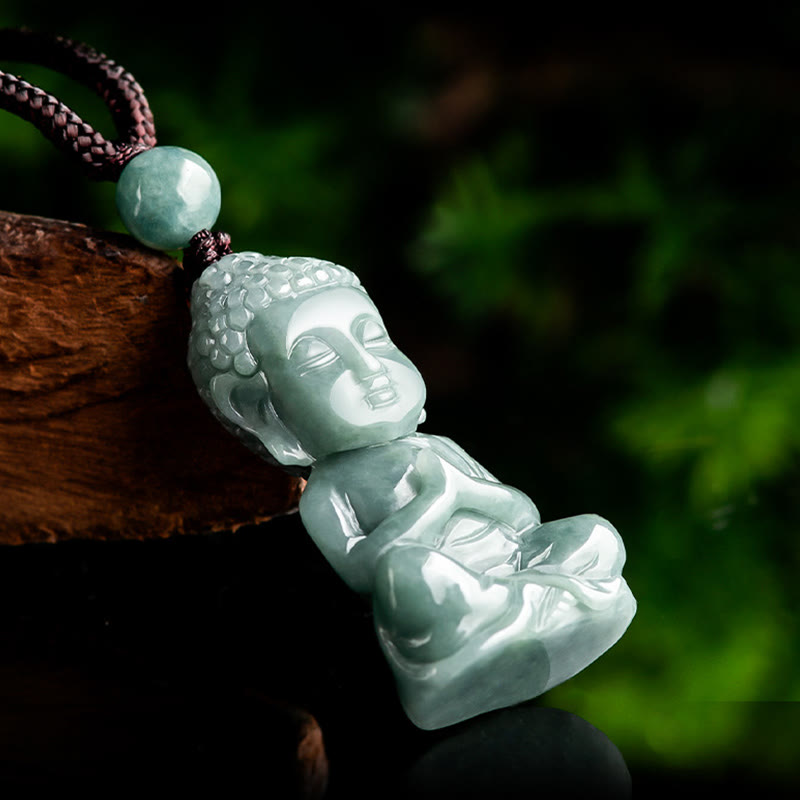 Buddha Stones天然翡翠 瞑想 仏陀のお守り 静寂のネックレスペンダント - image 3