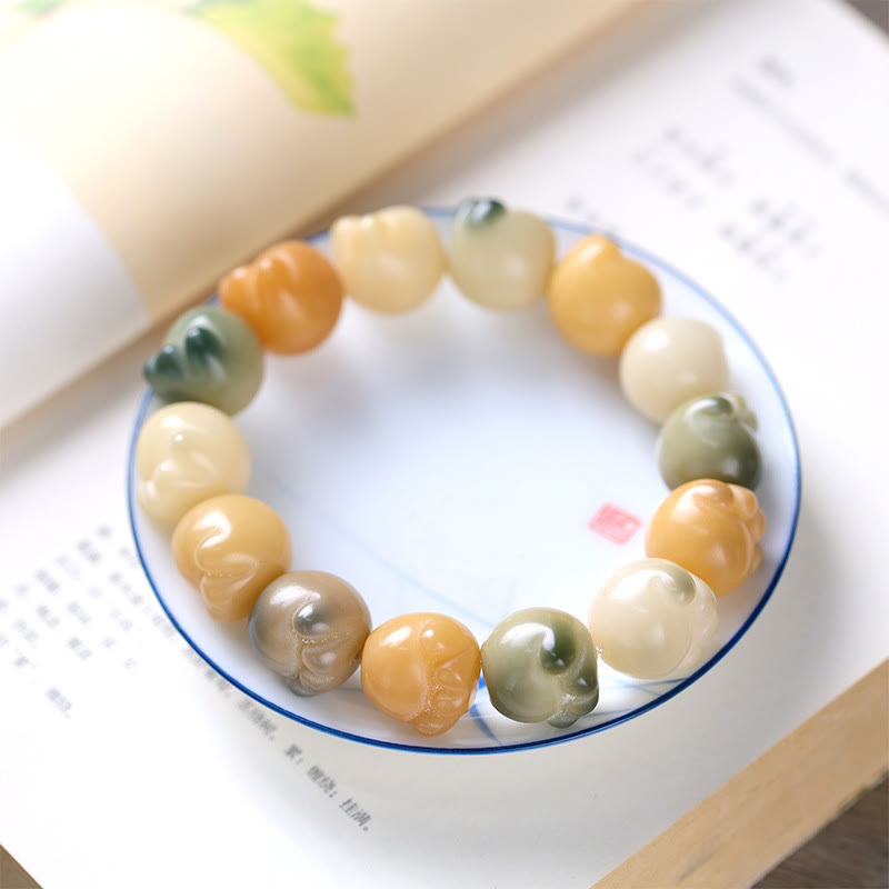 Buddha Stones多層菩提樹 かわいい猫の足跡 穏やかなハーモニーブレスレット - 菩提樹（吉兆♥幸運） - image 1