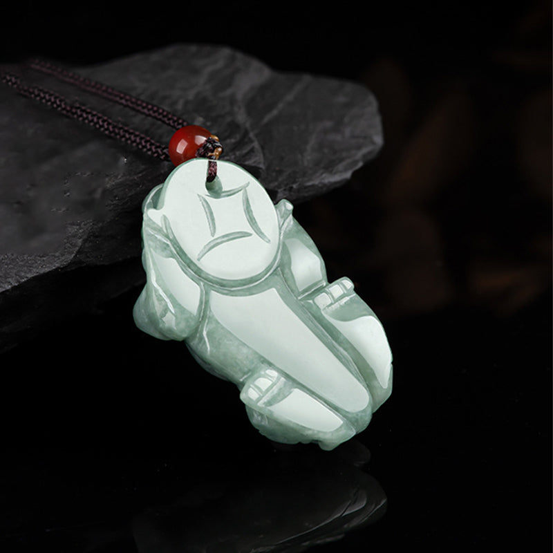 Buddha Stones翡翠貔貅富幸運紐ネックレスペンダント - image 9