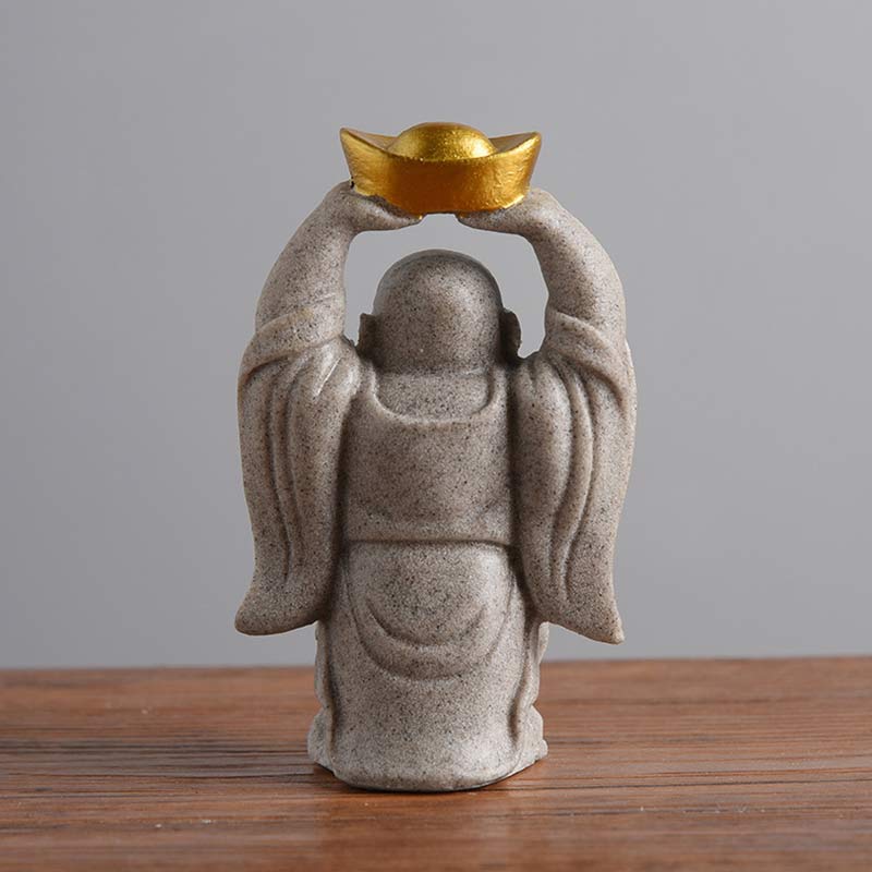 Buddha Stones笑う仏 樹脂像 祝福 室内装飾 - image 4