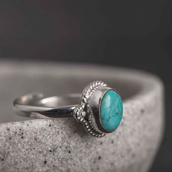 Buddha Stones925スターリングシルバー ターコイズ ウィズダムラブリング