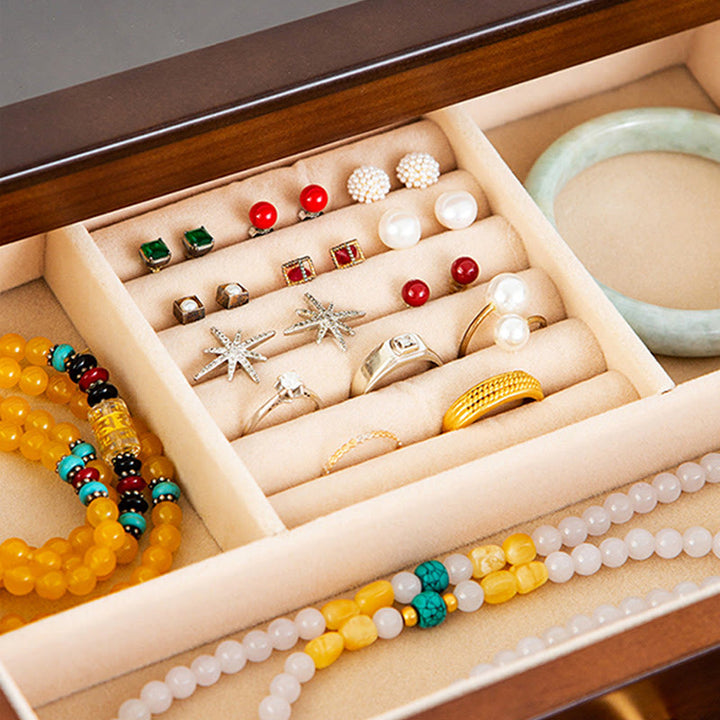 Buddha Stonesレトロ 無垢材 ジュエリーボックス 引き出し付き ジュエリー収納ボックス