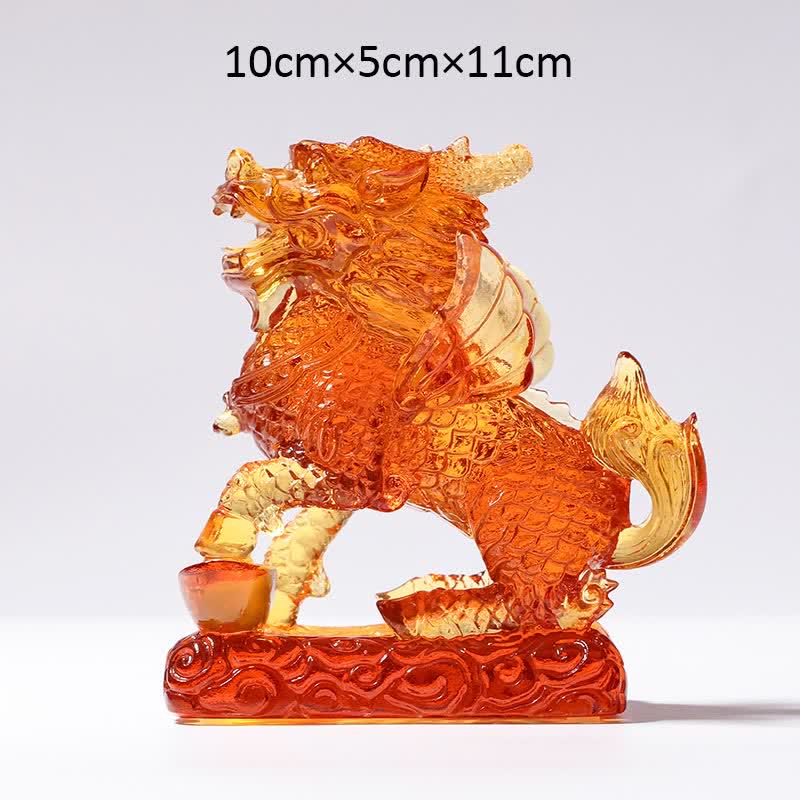 風水キリン手作りLiuliクリスタルアートピース幸運繁栄ホームオフィスデコレーション - 金 - キリン＆インゴット - image 12