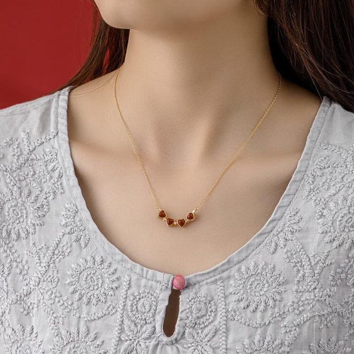 Buddha Stones925スターリングシルバー 四つ葉のクローバー ホワイトジェイド レッドアゲート 豊穣のネックレスペンダント