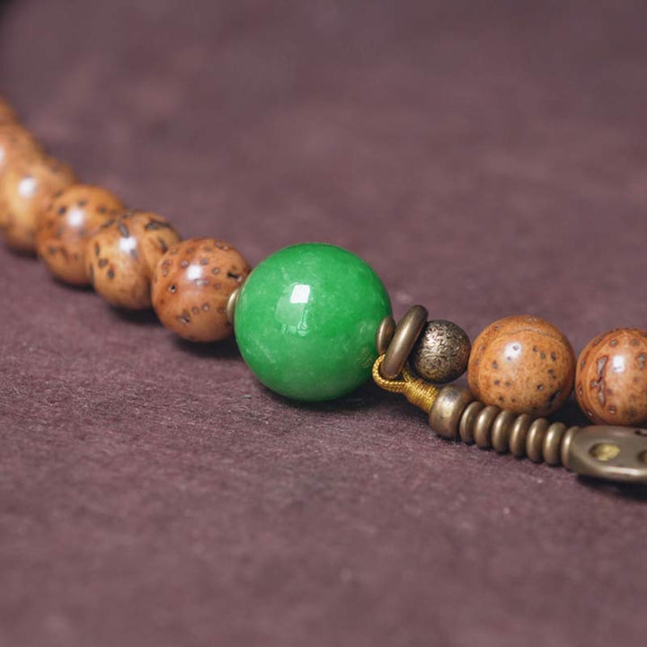 Buddha Stones108 個入りMalaビーズ 菩提樹の知恵 平和 タッセルブレスレット
