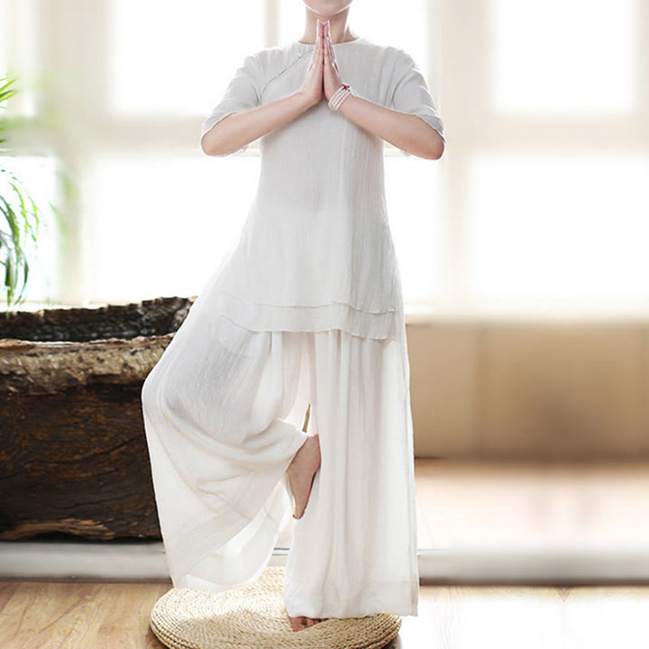 Buddha Stonesヴィンテージ ヨガ 禅 祈り スピリチュアル 瞑想 練習 無地 衣類 レディース セット