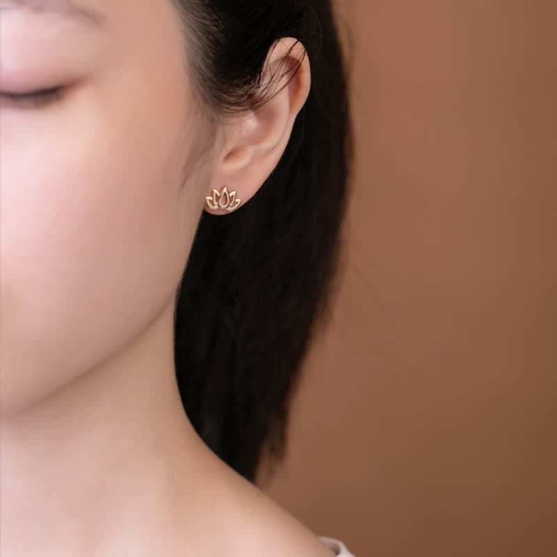 Buddha Stones925スターリングシルバー 蓮の花の祝福イヤリング - image 4