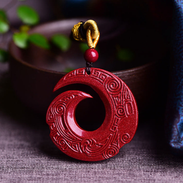Buddha Stones幸運を呼ぶデザインパターン 天然辰砂 祝福ネックレスペンダント