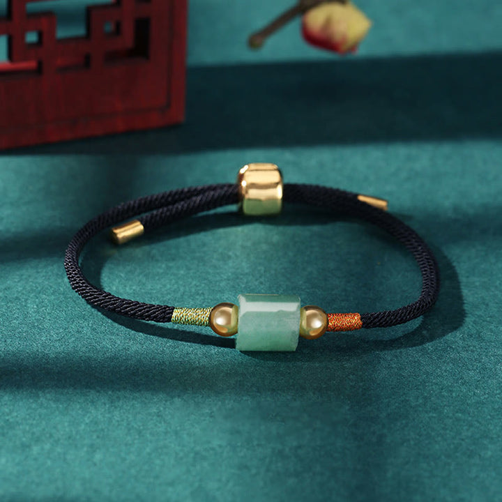 Buddha Stonesチベット ハンドメイド グリーンアベンチュリン レッドストーン マラカイト 幸運の守護 編み込みロープブレスレット