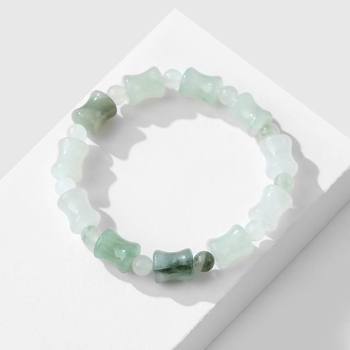Buddha Stones翡翠ココナッツシェル竹模様豊穣の幸運ブレスレット