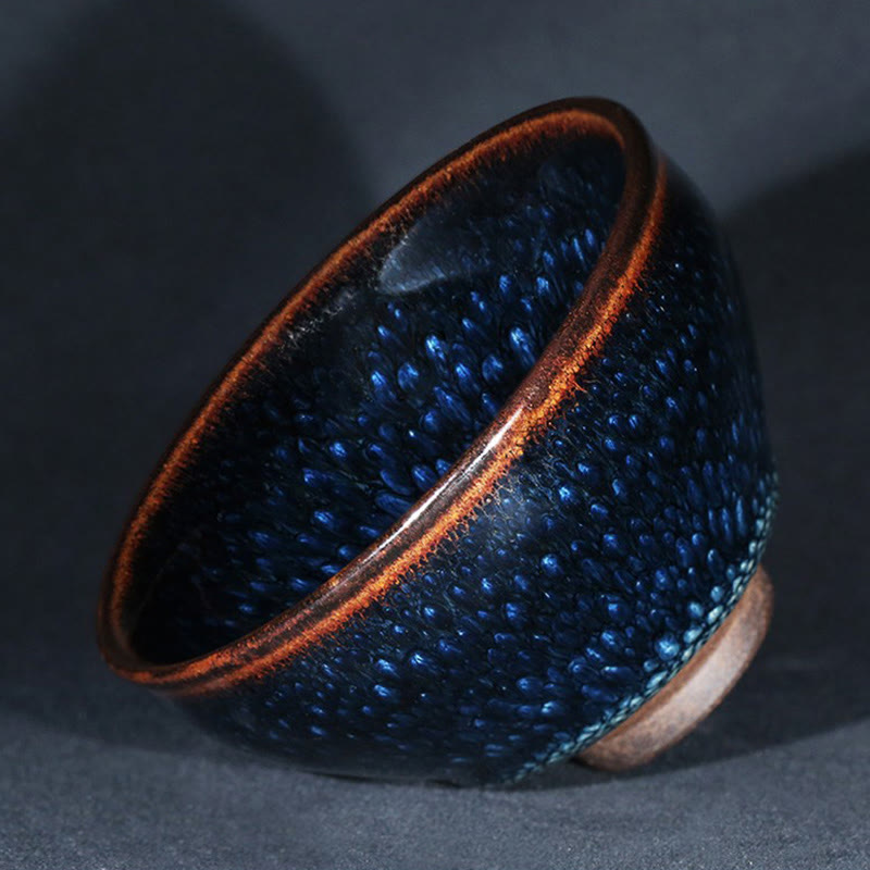 Buddha Stones手作り ブルーフランコリヌス スポット 中国 Jianzhan 陶器 ティーカップ カンフー ティーカップ ボウル