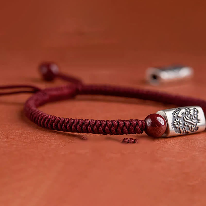 Buddha Stones925スターリングシルバー 12星座 辰砂 ストリングブレスレット