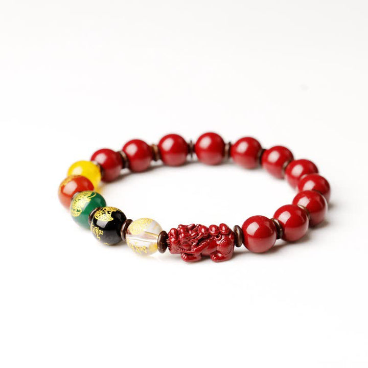 Buddha Stones富の神 辰砂 貔貅 祝福ブレスレット