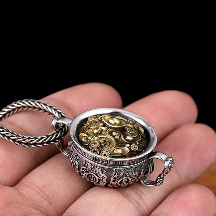Buddha Stonesの宝鉢、銅貨のインゴット、富のネックレスペンダント