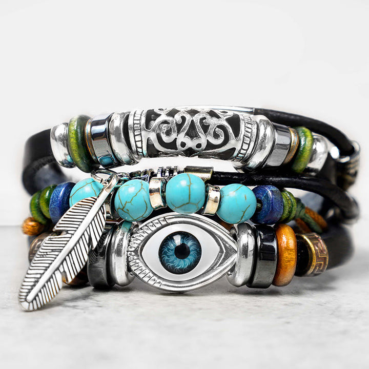 Buddha Stonesチベットターコイズ邪眼浄化ブレスレット