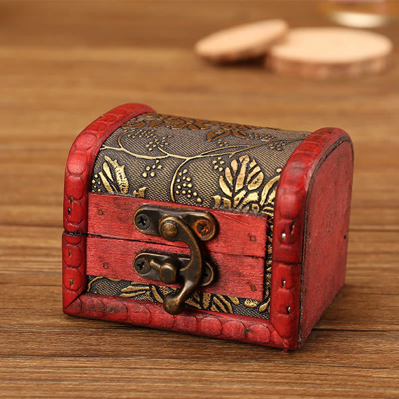 Buddha Stonesレトロ 小型木製ジュエリーボックス 蓮 金 ブドウ 銅 コイン 水仙 草 花 ジュエリー収納ボックス