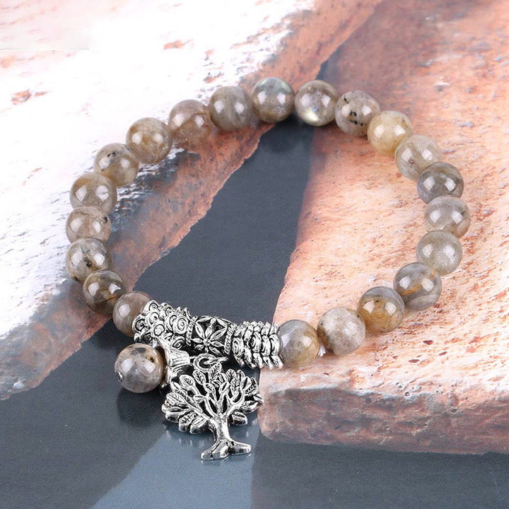 Buddha Stones天然石 生命の樹 ラッキーチャーム ストレッチブレスレット