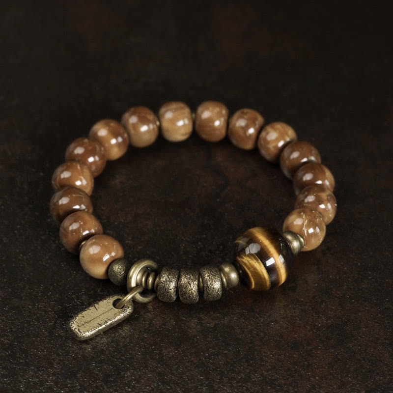 Buddha Stonesクカシード タイガーアイ ゴールドシーン オブシディアン 銅 富と幸運のブレスレット