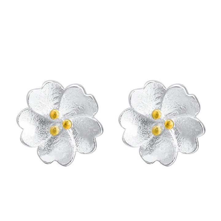 Buddha Stones925スターリングシルバー 桜 フローラル カーム スタッドピアス