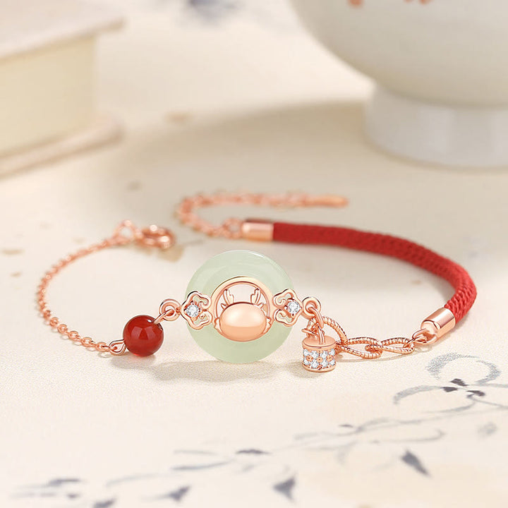 Buddha Stones925スターリングシルバー 龍年 天然和田翡翠 ジルコン 平和バックル 保護ブレスレット ネックレス ペンダント