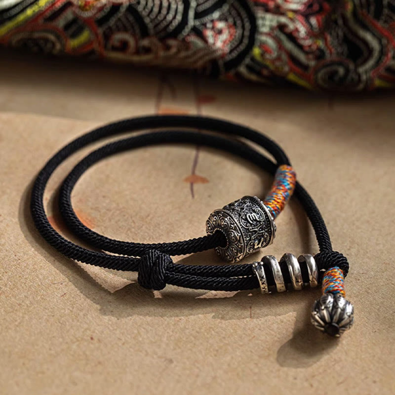 Buddha Stonesチベットのオーム・マニ・パドメ・フム彫刻お守りダブルラップブレスレット