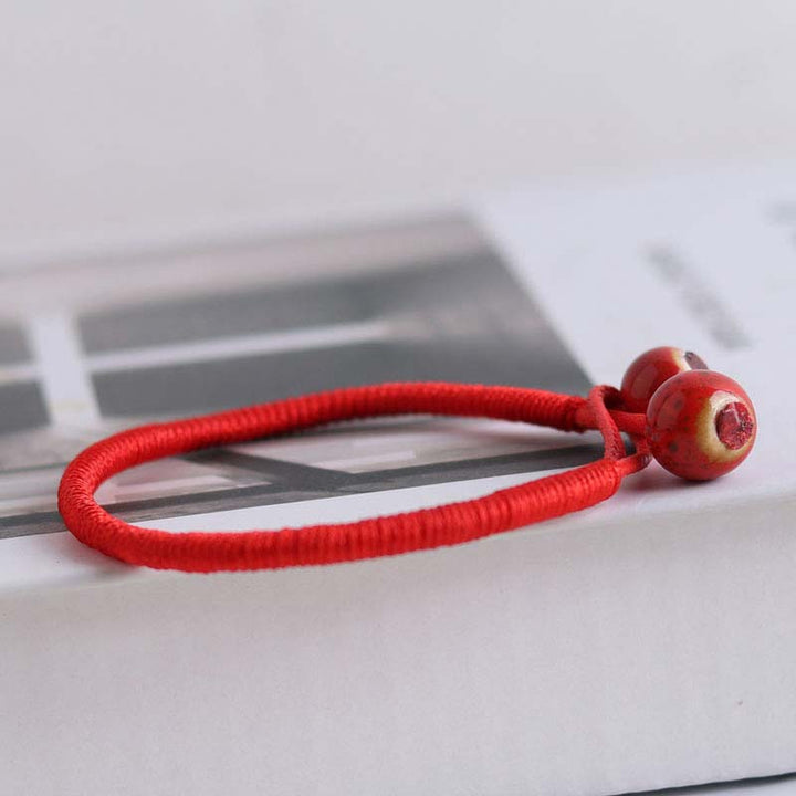 Buddha Stones風水ラッキーレッドストリングセラミックブレスレット