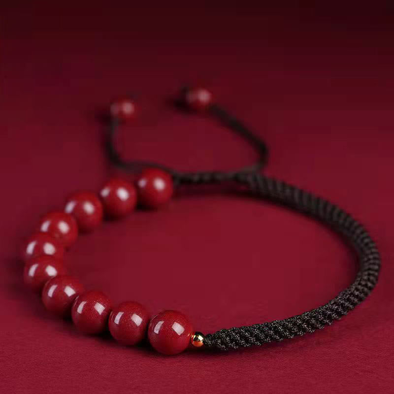Buddha Stones天然辰砂キングコングノット祝福ストリングブレスレット