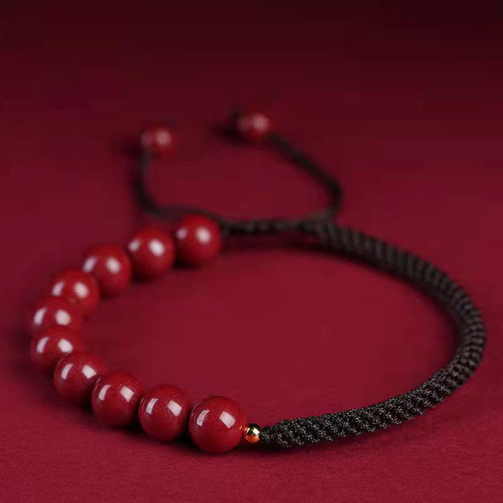 Buddha Stones天然辰砂キングコングノット祝福ストリングブレスレット