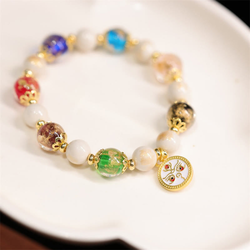Buddha Stonesチベット五大財神 琉璃 ガラスビーズ 香灰 磁器ビーズ チャームブレスレット