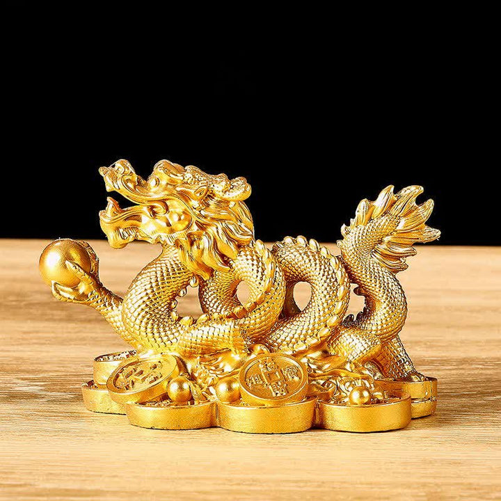 Buddha Stones風水 龍 銅貨 富と成功の幸運 装飾