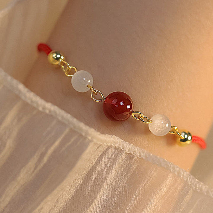 Buddha Stonesレッドアゲート キャッツアイ 編み紐 自信のブレスレット - image 5