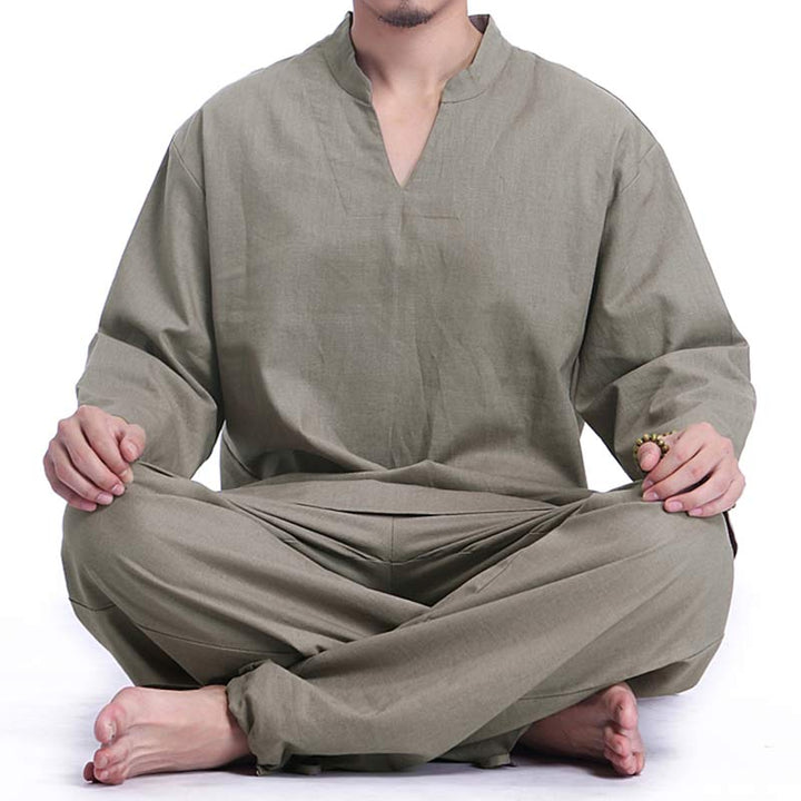 Buddha Stones瞑想 祈り スピリチュアル 禅 練習 ヨガ ウェア メンズ セット - ダークシーグリーン - US/UK/AU44、 EU54 (3XL) - image 0