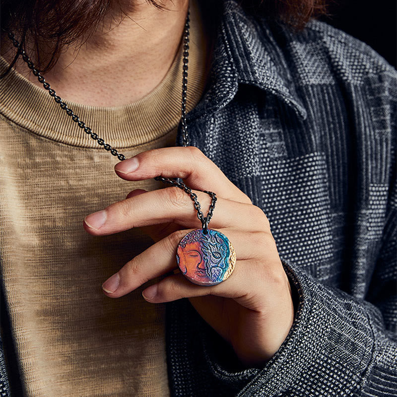 Buddha Stones999スターリングシルバー 24Kゴールド 半悪魔 半仏 慈悲のネックレスペンダント - image 6