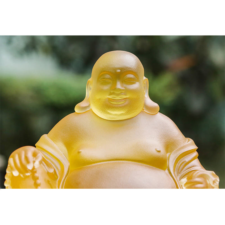 Buddha Stones手作り 笑う仏像 琉璃水晶 芸術品 富の像 家の装飾