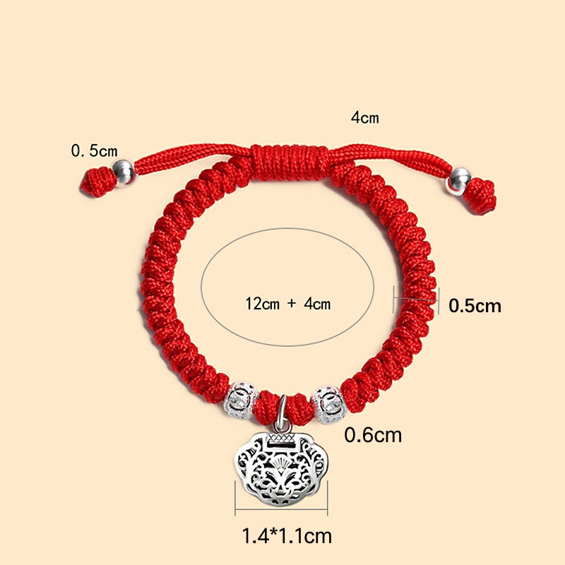Buddha Stones 925スターリングシルバー 中国ロックチャーム マルチカラー レッドストリング プロテクション ハンドメイド編み込み キッズブレスレット