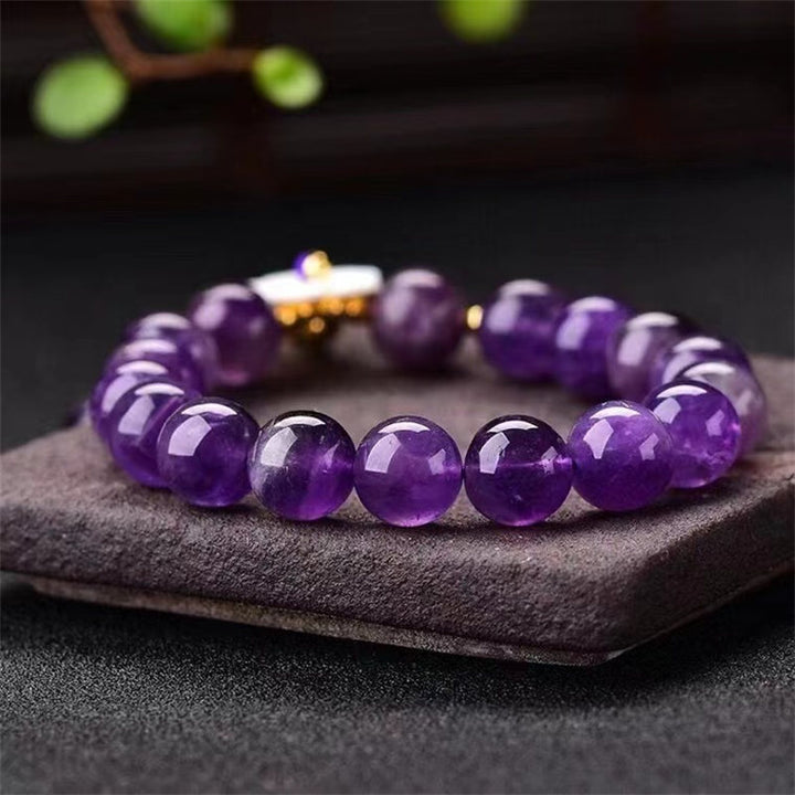 Buddha Stones天然アメジスト クリスタルフラワー スピリチュアルヒーリングブレスレット