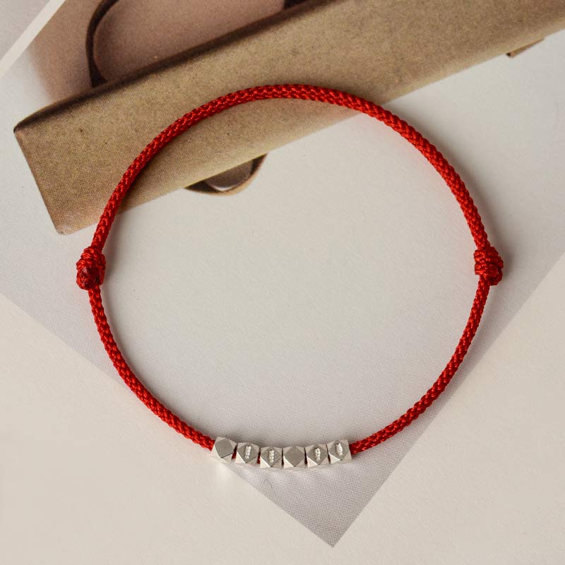 Buddha Stones925 スターリングシルバー レッドストリング ブレイドブレスレット アンクレット